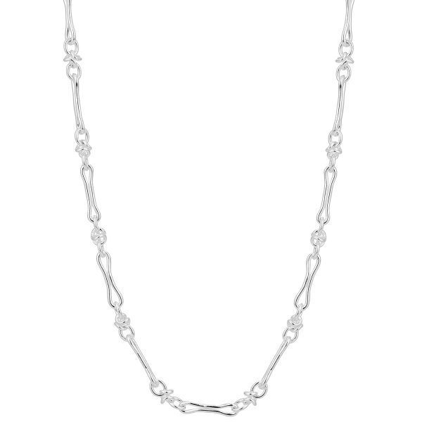 SHM345 - Sterling Silver Handmade Bow Shaped Long Link Chain with Lobster Clasp - 4.5mm Wide
