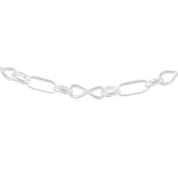 SHM372 - Sterling Silver Handmade Round Link Infinity Chain with Lobster Clasp - 5.6mm Wide