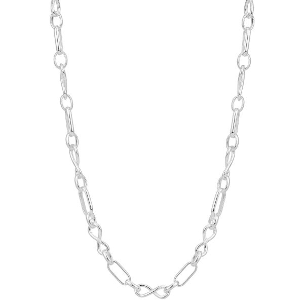 SHM372 - Sterling Silver Handmade Round Link Infinity Chain with Lobster Clasp - 5.6mm Wide