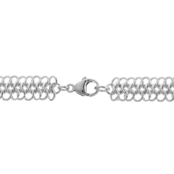 SHM378 - 7.5" Sterling Silver Handmade European Weave Bracelet - 9mm Wide