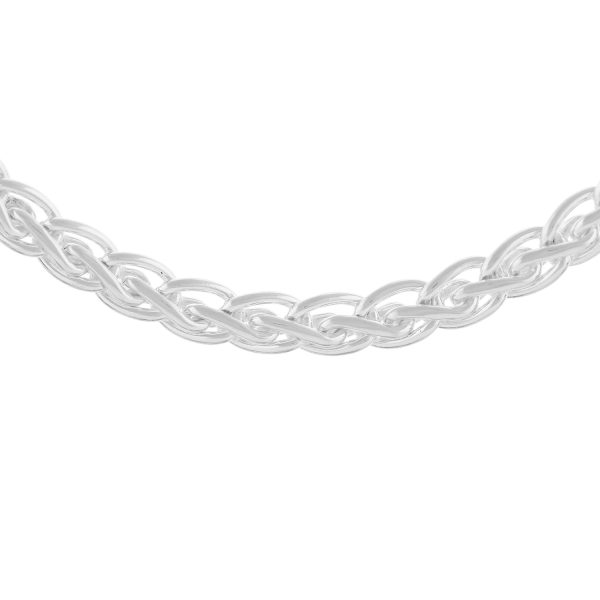 SHM395DB - Sterling Silver Handmade Flat Spiga Chain with Designer Bolt Ring - 7mm Wide