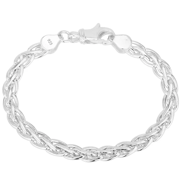 SHM395 - Sterling Silver Handmade Flat Spiga Chain with Lobster Clasp - 7mm Wide