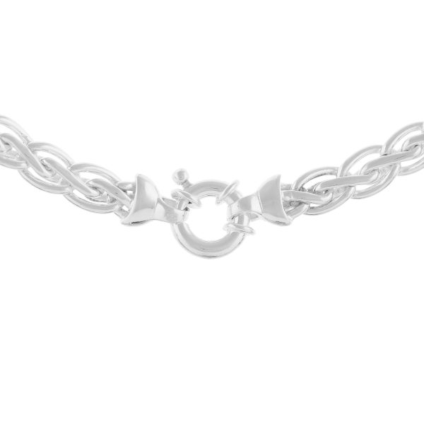 SHM395DB - Sterling Silver Handmade Flat Spiga Chain with Designer Bolt Ring - 7mm Wide