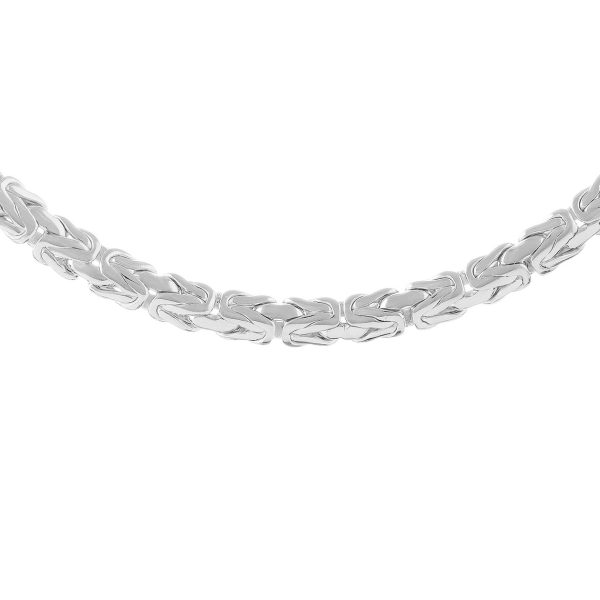 SHM40 - Sterling Silver Handmade Box Byzantine Chain with Lobster Clasp - 6mm Wide