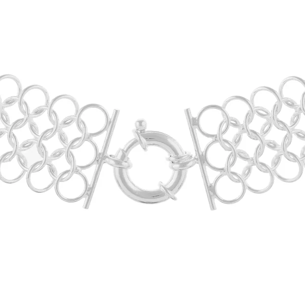SHM476DB - Sterling Silver Handmade European Weave Chain with Designer Bolt Ring - 23mm Wide