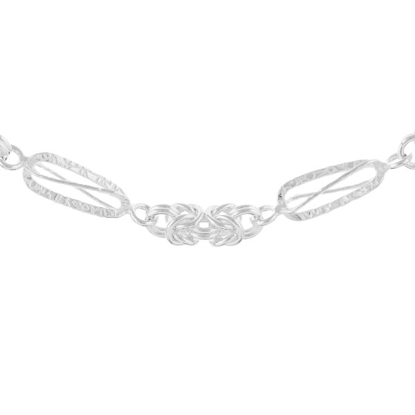 SHM956 - Sterling Silver Handmade Textured Cage Link and Byzantine Chain with Lobster Clasp - 7.8mm Wide