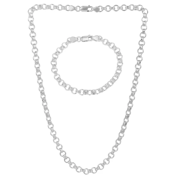 SHM1071 - Sterling Silver Handmade Alternating Circle and Cross Bars Chain with Lobster Clasp - 6.1mm Wide