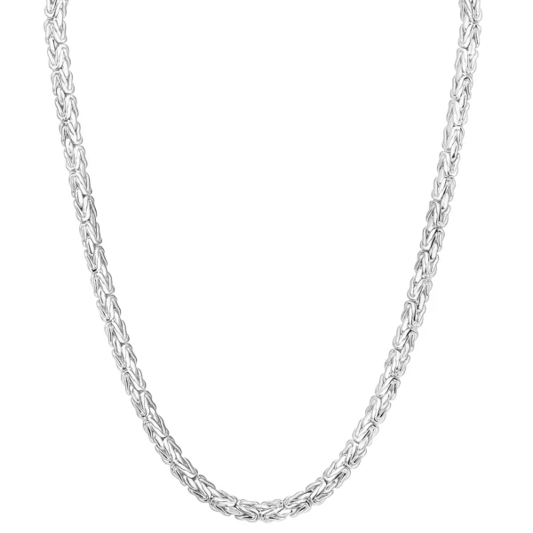 SHM40 - Sterling Silver Handmade Box Byzantine Chain with Lobster Clasp - 6mm Wide