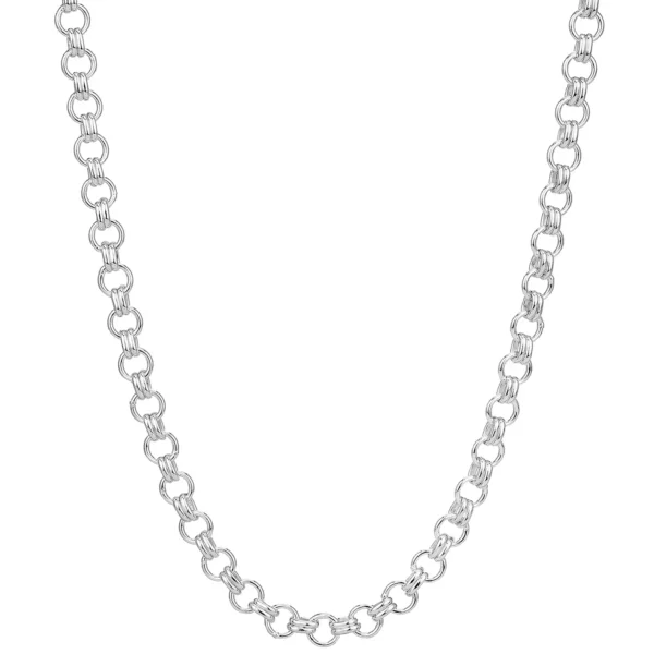 SHM1071 - Sterling Silver Handmade Alternating Circle and Cross Bars Chain with Lobster Clasp - 6.1mm Wide