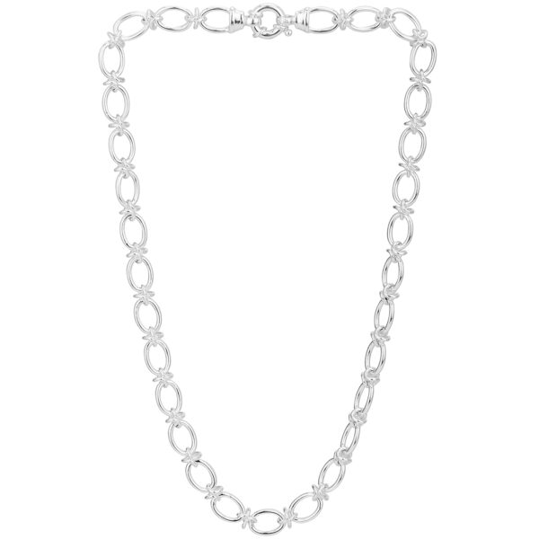 SHM208DB - Sterling Silver Handmade Oval Link and Knot Chain with Designer Bolt Ring - 9.4mm Wide