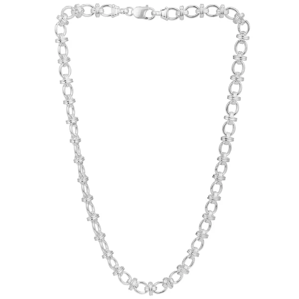 SHM33PL - Sterling Silver Handmade Oval Link with Double Bars Chain with Lobster Clasp - 9mm Wide