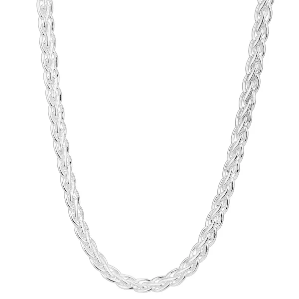 SHM395DB - Sterling Silver Handmade Flat Spiga Chain with Designer Bolt Ring - 7mm Wide