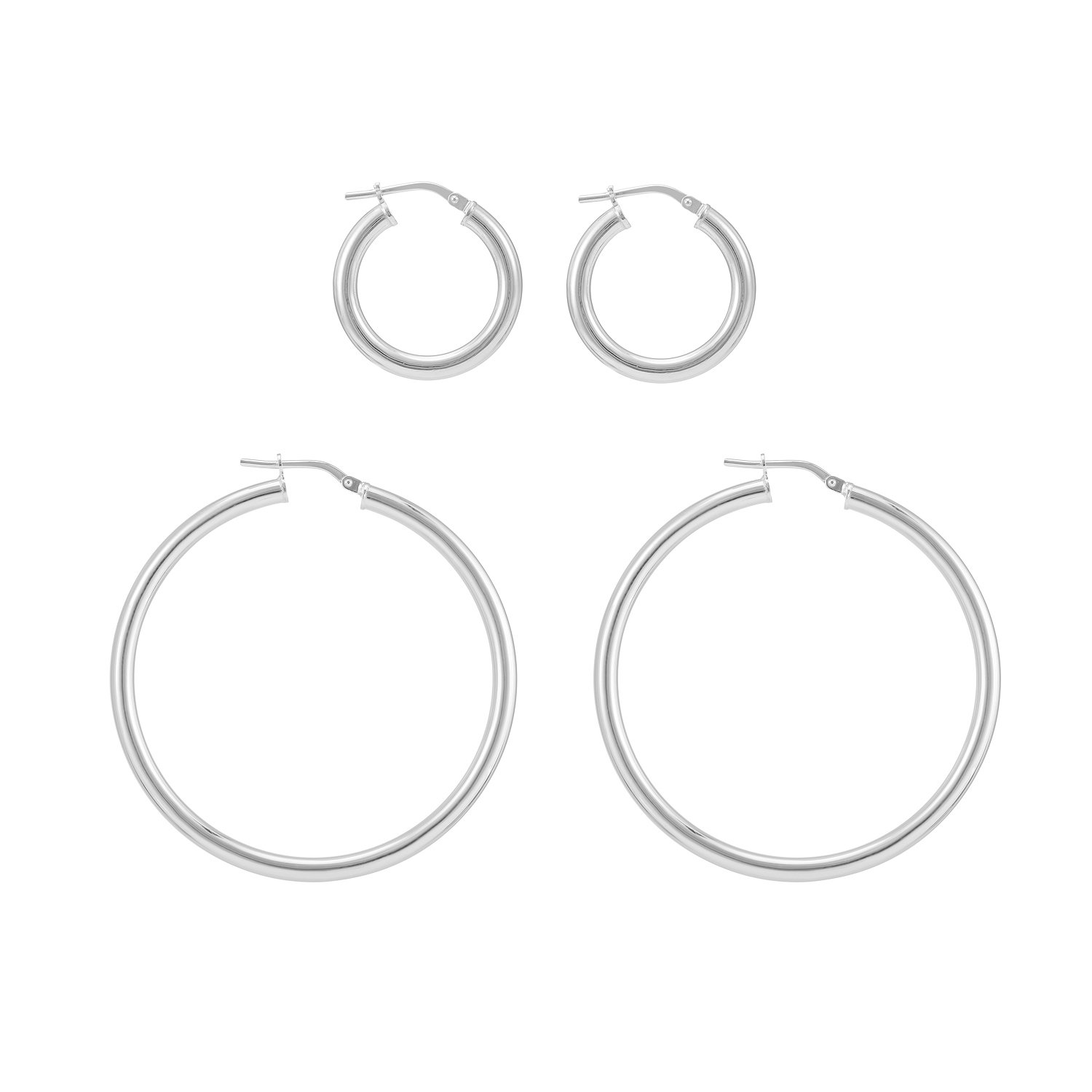 SEC1 Sterling Silver Polished Hoop Earrings W J Sutton