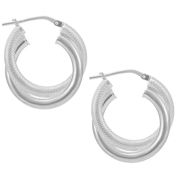 SEC20/20 - 20mm Sterling Silver Textured Crossover Hoop Earrings