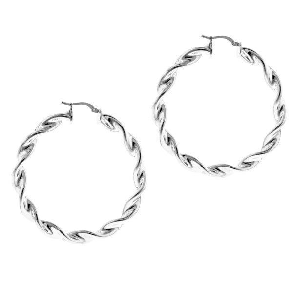 STE1047 - 25mm Sterling Silver Twisted Hoop Earrings