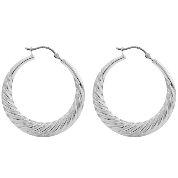 SE243 - 35mm Sterling Silver Twisted Creole Earrings