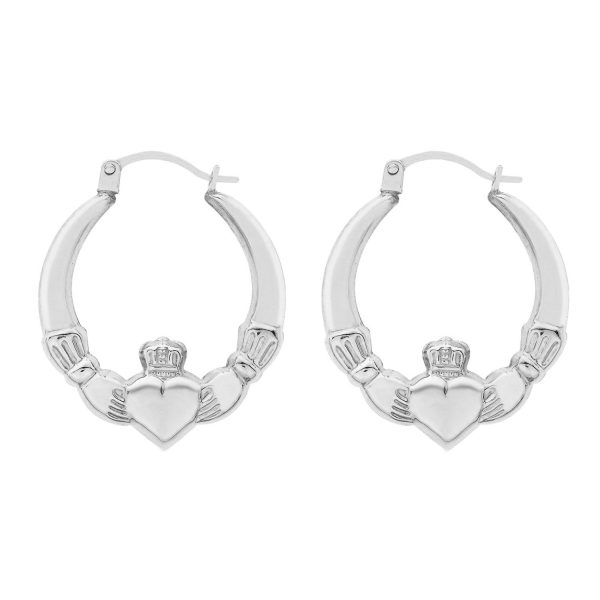 SE315 - 23mm Sterling Silver Claddagh Creole Earrings