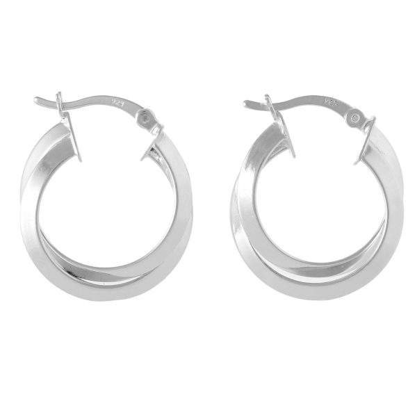 SE398 - 20mm Sterling Silver Polished Finish Crossover Hoop Earrings