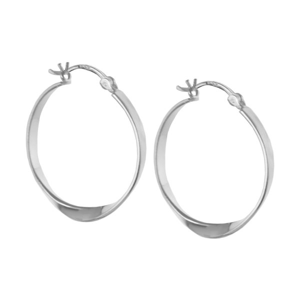SE410 - 27mm Sterling Silver Hoop Earrings with Slight Twist