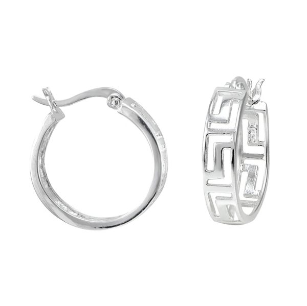 SE61 - 17mm Sterling Silver Greek Key Hoop/Creole Earrings