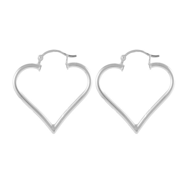 SE652 - 30mm Sterling Silver Heart Shaped Hoop Earrings