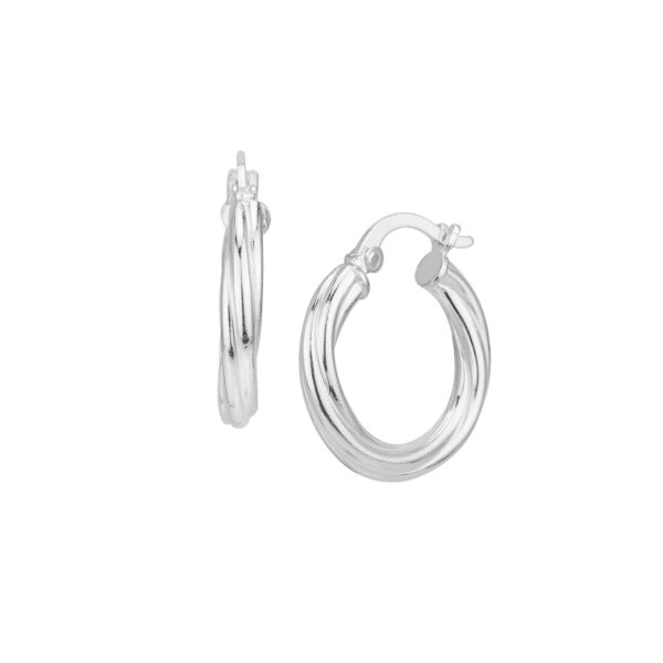 SEC11 - Sterling Silver Polished Twisted Hoop Earrings - 3mm Wide - Various Sizes