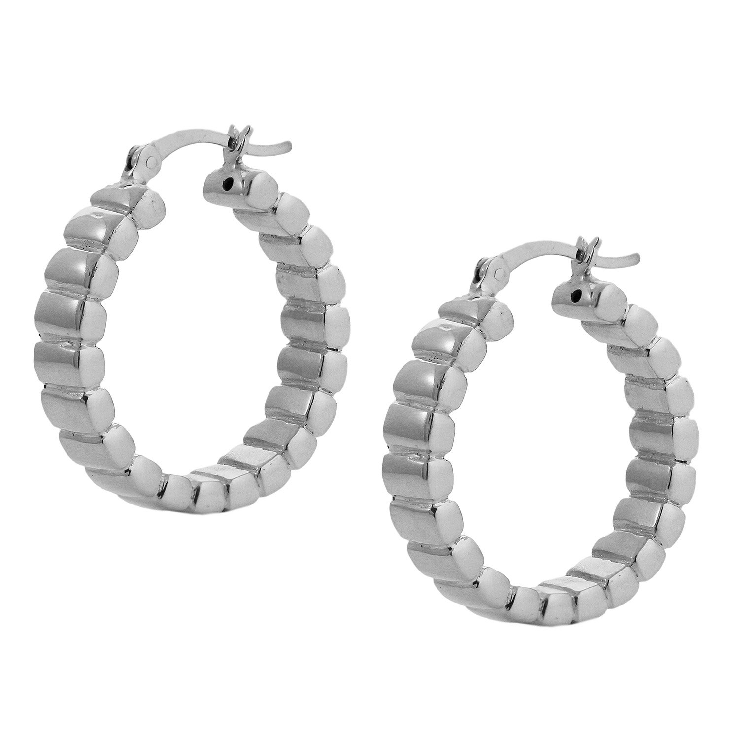 SEC951 - 25mm Sterling Silver Hoop Earrings - W J Sutton