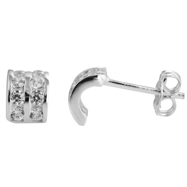 SE808 - 7mm Sterling Silver CZ Huggie Stud Earrings