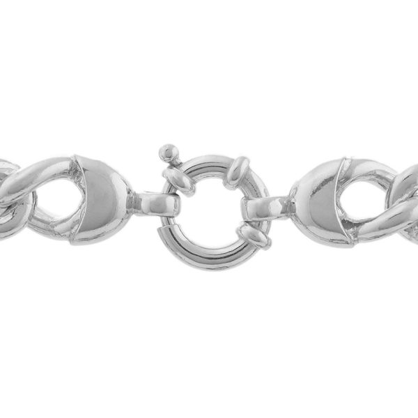 S069DB - Sterling Silver Close Curb Chain with Designer Bolt Ring - 13mm Wide
