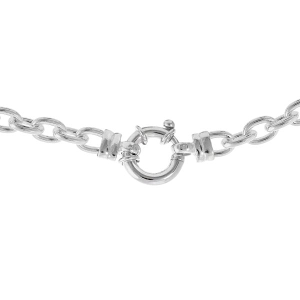 S162DB - Sterling Silver Cable/Trace Chain with Designer Bolt Ring - 6.5mm Wide