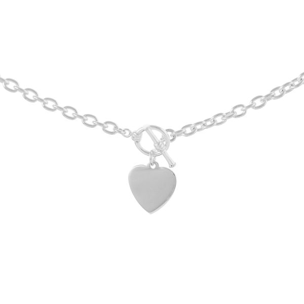 SCL100SH - Sterling Silver Cable/Trace Chain with Engravable Heart Charm - 3.5mm Wide