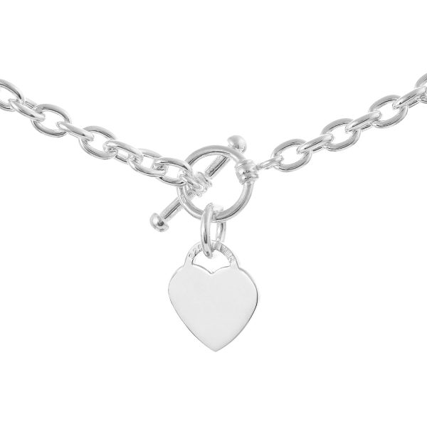 S162SH - Sterling Silver Cable/Trace Chain with Engravable Heart Charm- 6.5mm Wide