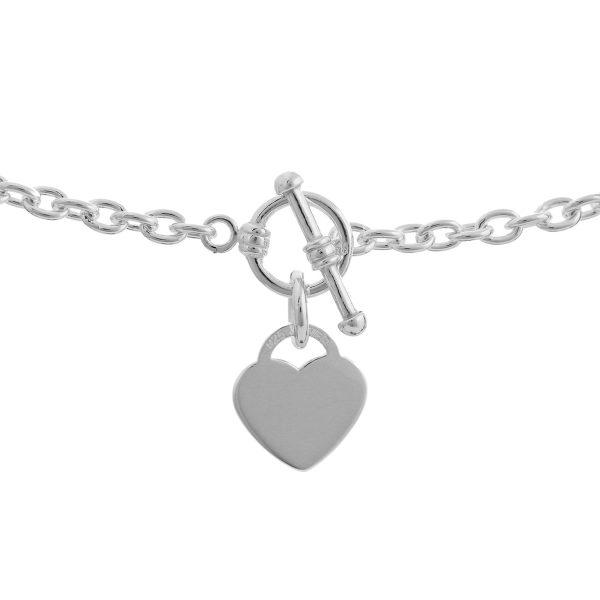 S163SH - Sterling Silver Cable/Trace Chain with Engravable Heart Charm - 4.5mm Wide