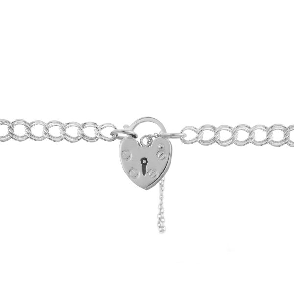 S091PB - Sterling Silver Double Curb Padlock Bracelet - 5mm Wide