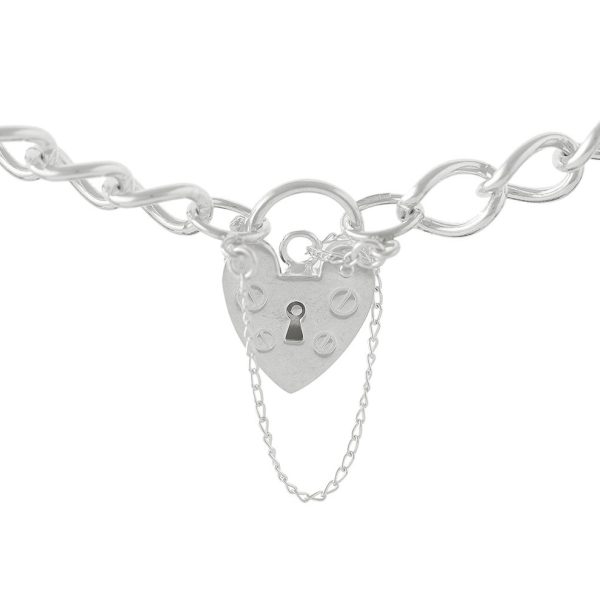 S031PB - Sterling Silver Open Curb Padlock Bracelet - 7mm Wide