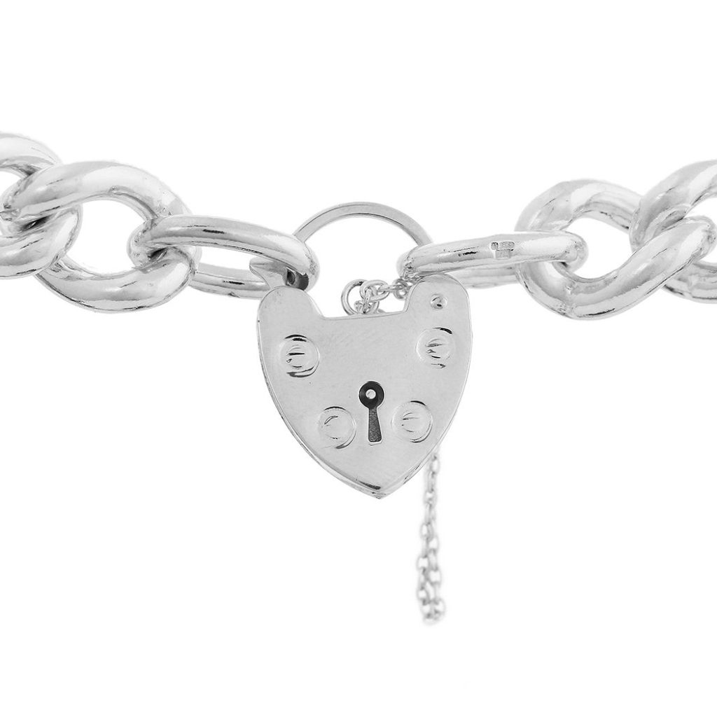 S069PB - Sterling Silver Close Curb Padlock Bracelet - W J Sutton