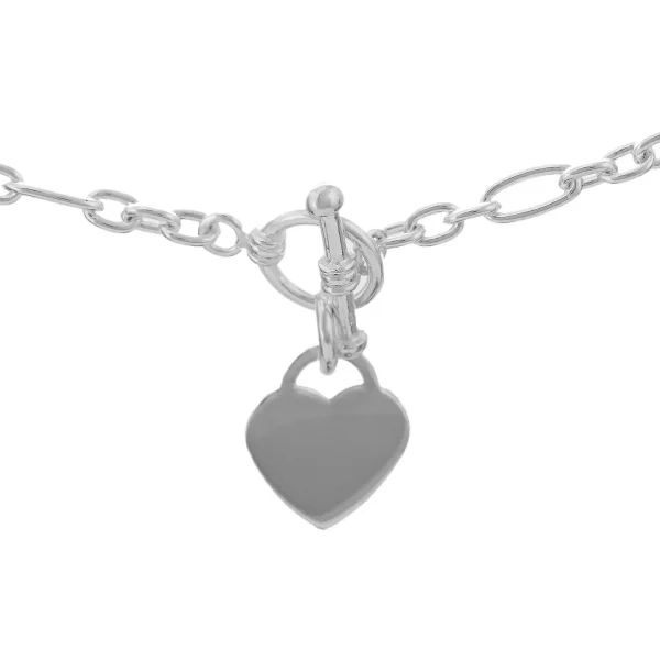S388SH - Sterling Silver Cable Figaro Chain with Engravable Heart Charm - 4.5mm Wide
