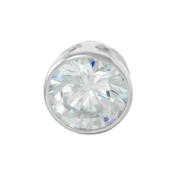 SP679 - Sterling Silver 8mm Round Bezel Set CZ Pendant
