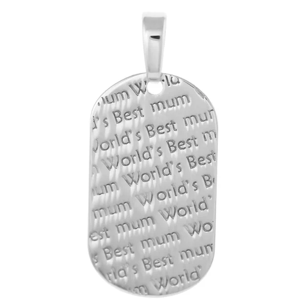 SP852 - Sterling Silver 25mm Rounded "World's Best Mum" Dog Tag