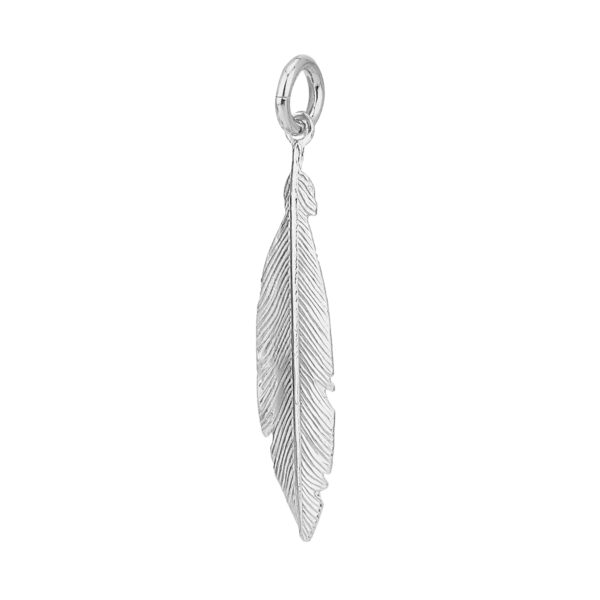 SP917 - Medium Sized Sterling Silver Textured Feather Pendant - Numerous Finishes