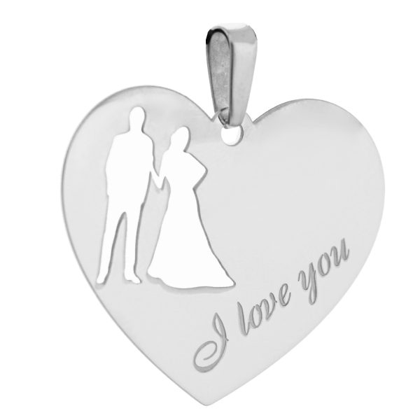 SP922 - Sterling Silver 30mm "I love you" Heart Shaped Pendant