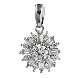 SP960 - Sterling Silver 11mm CZ Cluster Pendant