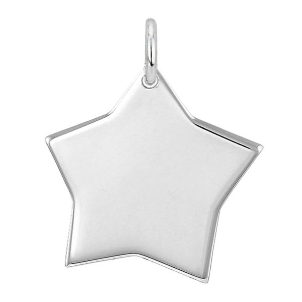 STAR3 - Sterling Silver 18mm Medium Engravable Star Pendant