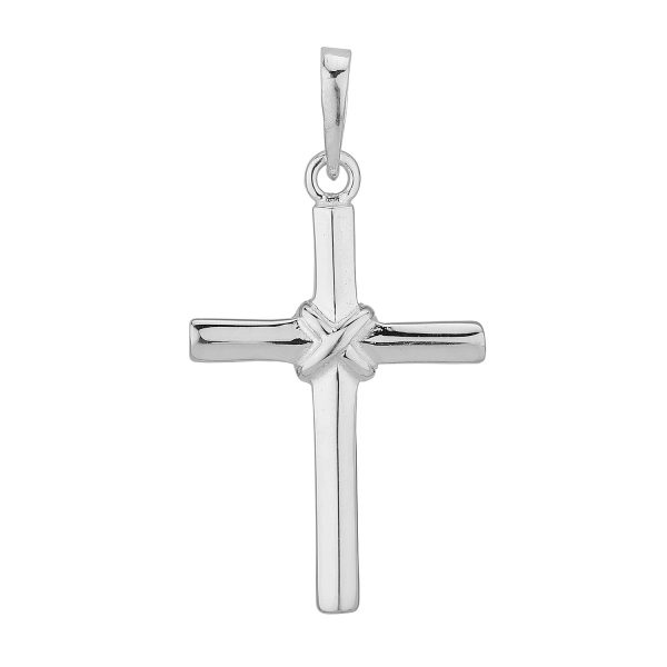 STP3107 - Sterling Silver 23mm Cross Pendant with Knot Detail