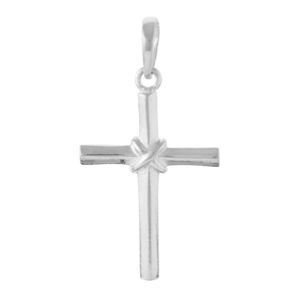 STP3107 - Sterling Silver 23mm Cross Pendant with Knot Detail