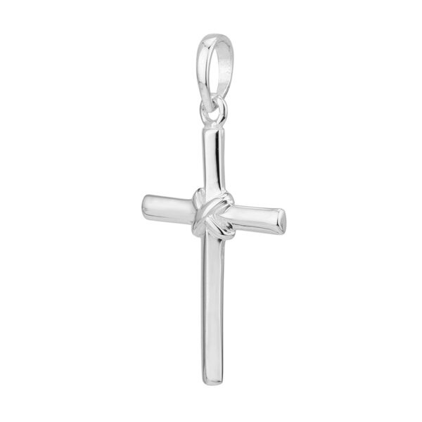 STP3107 - Sterling Silver 23mm Cross Pendant with Knot Detail