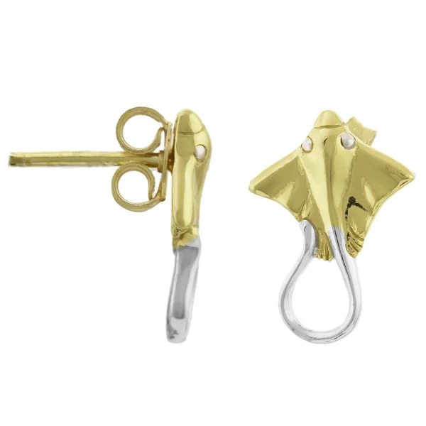 SE6165 - 19mm Sterling Silver Gold Plated Stingray Stud Earrings