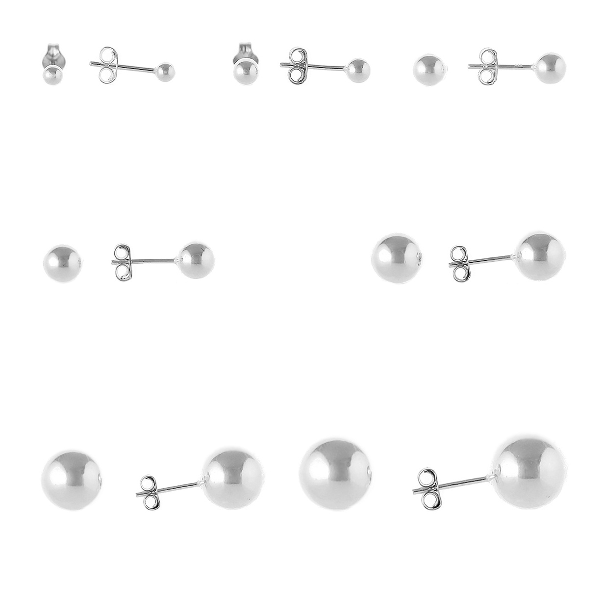 SE015 - Sterling Silver Plain Ball Stud Earrings - W J Sutton