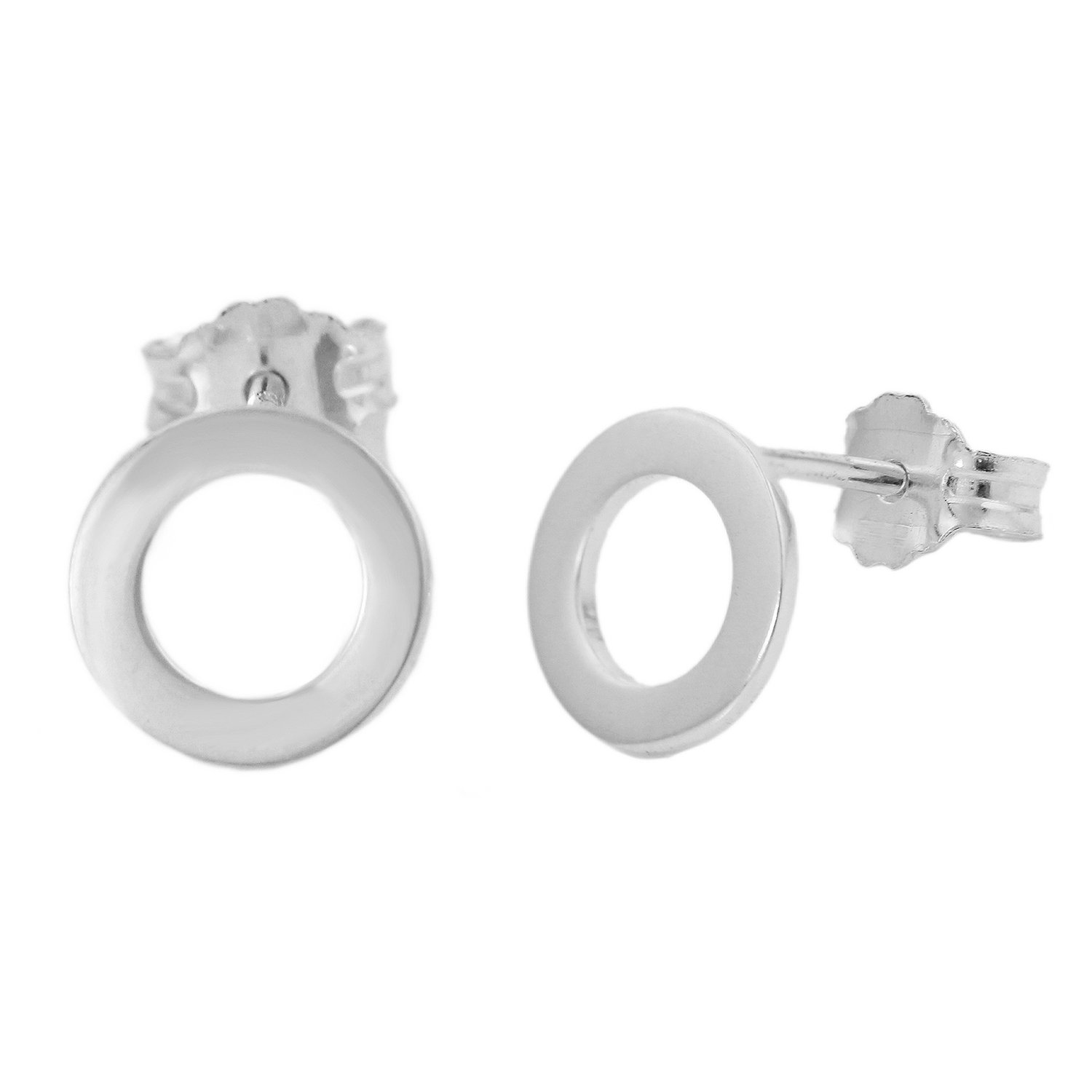 SE10-O - Sterling Silver Ring Shaped Stud Earrings - W J Sutton