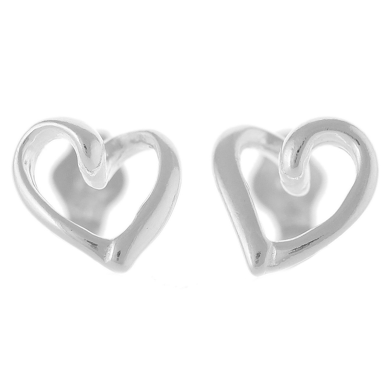SE165 - Sterling Silver Heart Stud Earrings - W J Sutton